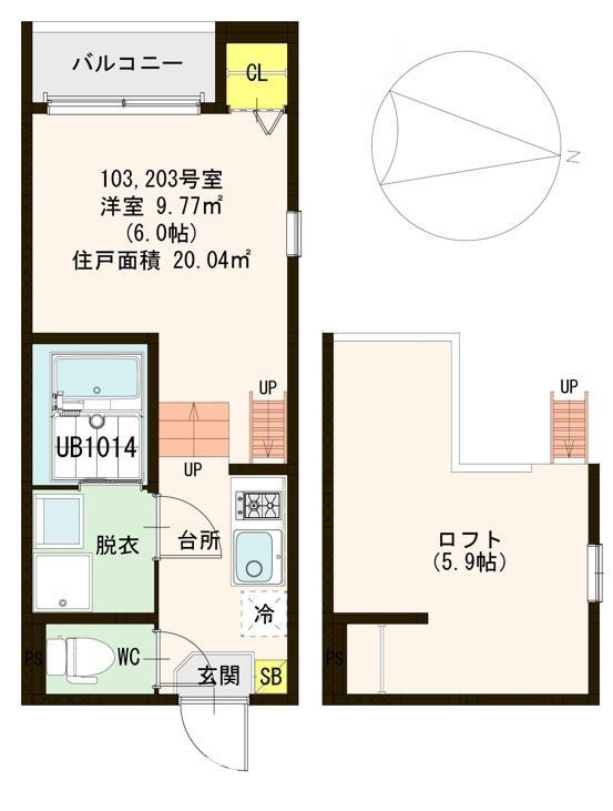 大阪市城東区中浜３丁目のアパートの間取り