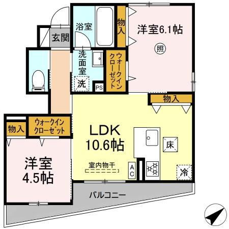 クレール月の間取り|※同じ間取りの別部屋のお写真です※