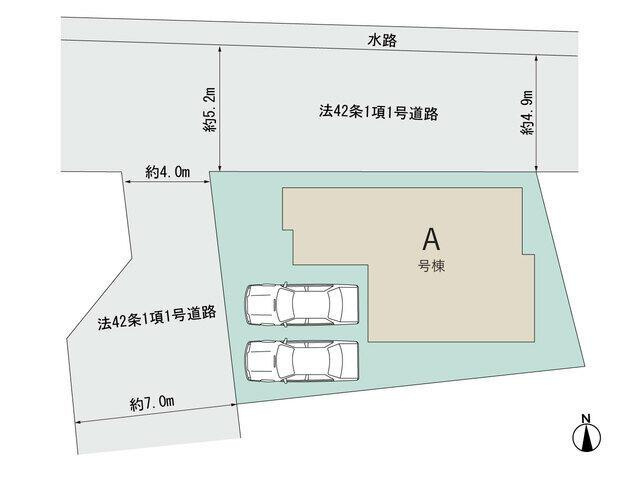 新築戸建て・仲介手数料無料）小牧市本庄５７番・A号棟の区画図