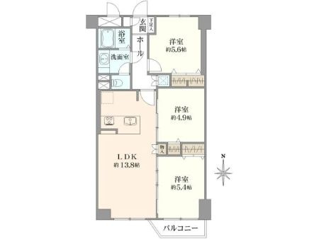 武蔵野市境１丁目の中古マンションの間取り
