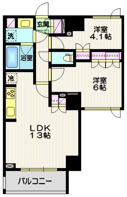 パルテメゾン中落合の間取り|★振分タイプの２ＬＤＫ♪充実した設備★