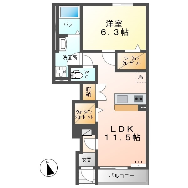 （仮）土佐山田町新築アパートの間取り|間取り