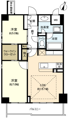 芦屋市大原町の賃貸マンションの間取り