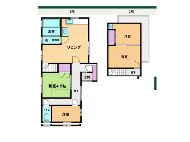 【間取り】 | 散田町中古戸建 | 3つの居室とゆとりあるLDKを備えた3LDKの中古戸建。家族が集まるリビングと個室のバランスがよい間取りです。な素材と落ち着いた色合いでまとめた内装が、家族の時間を豊かにします。