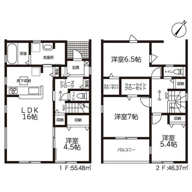 新築戸建て・仲介手数料無料）小牧市池之内鳶ヶ巣第二・２号棟の間取り