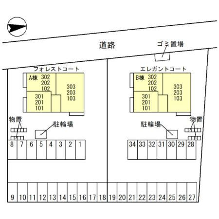 A:フォレスト コート／B:エレガント コート　B:エレガント コートの区画図
