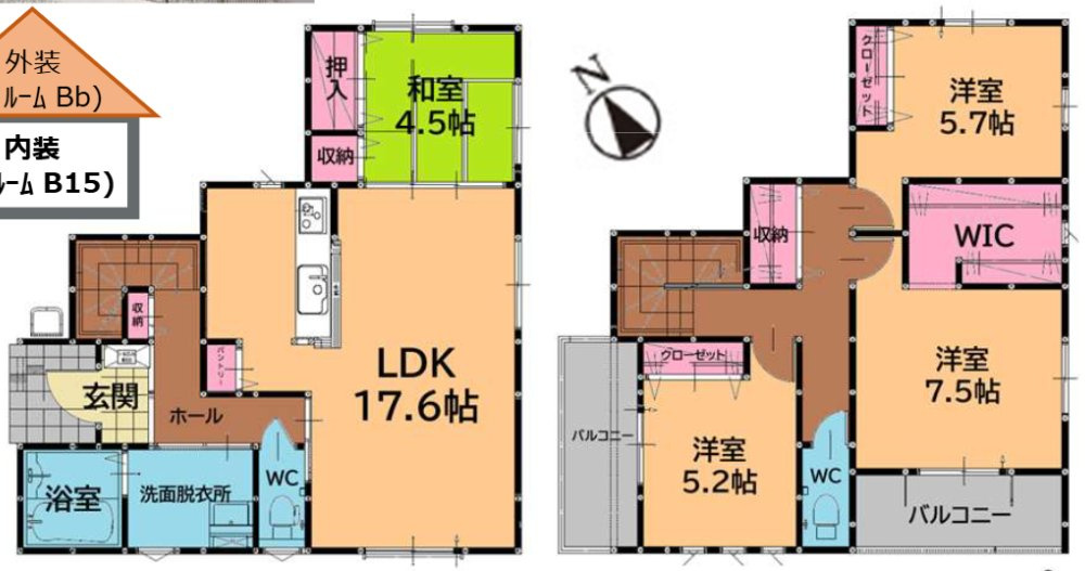 福津市花見の里３丁目の新築一戸建の間取り
