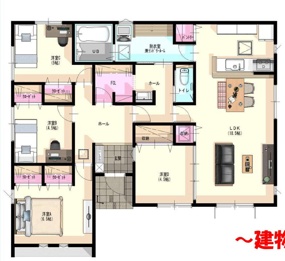 糟屋郡志免町桜丘５丁目の新築一戸建の間取り