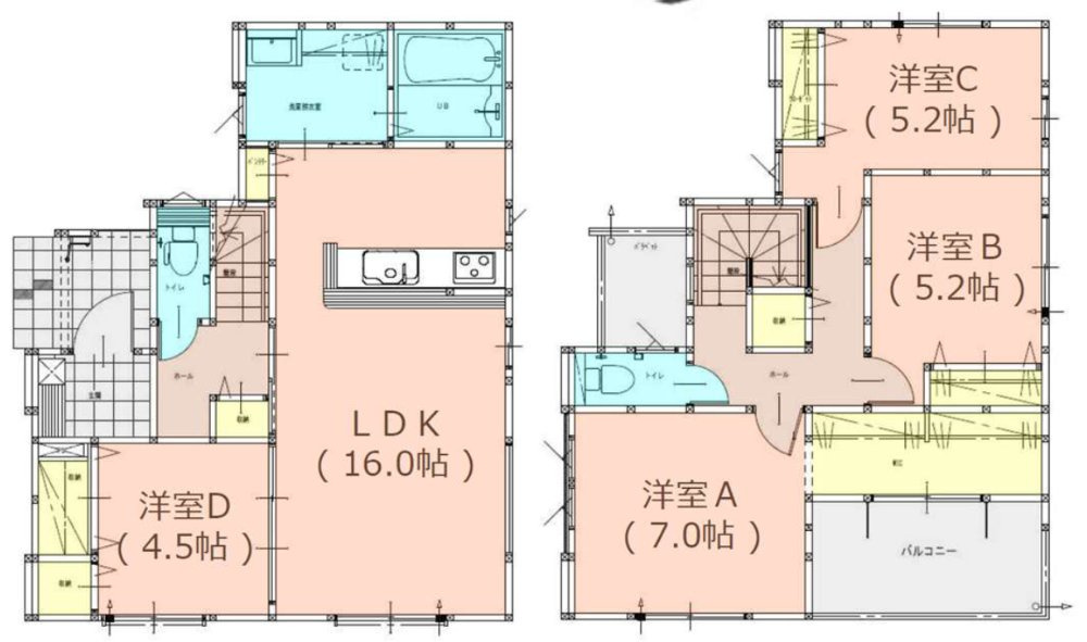 大野城市牛頸２丁目の新築一戸建の間取り