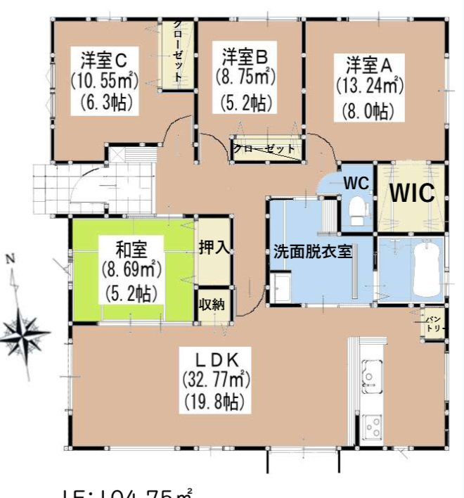 鳥栖市立石町の新築一戸建の間取り