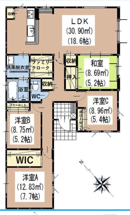 朝倉郡筑前町朝日の新築一戸建の間取り