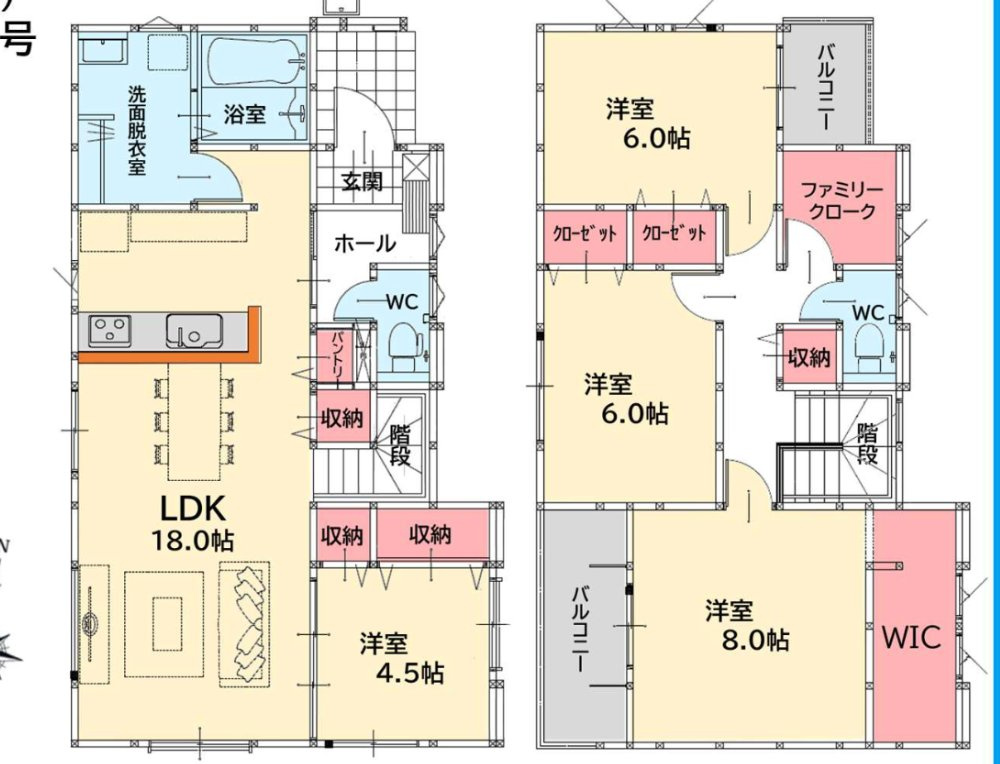 北九州市八幡西区小嶺台４丁目の新築一戸建の間取り