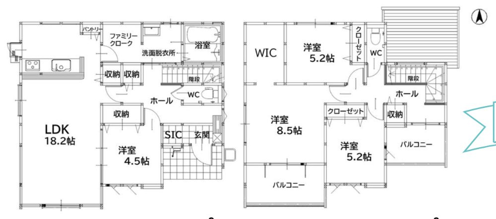 飯塚市秋松の新築一戸建の間取り