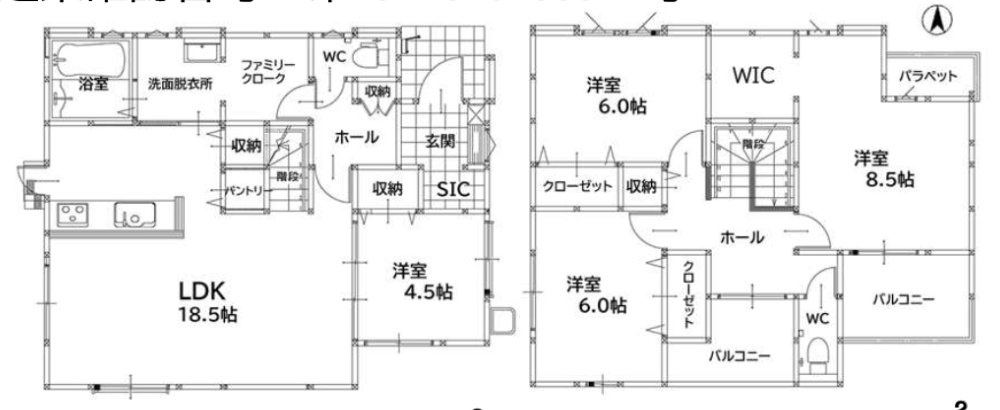 飯塚市若菜の新築一戸建の間取り