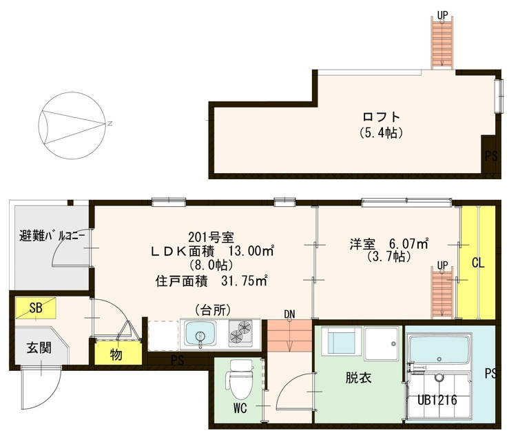 大阪市城東区諏訪２丁目のアパートの間取り