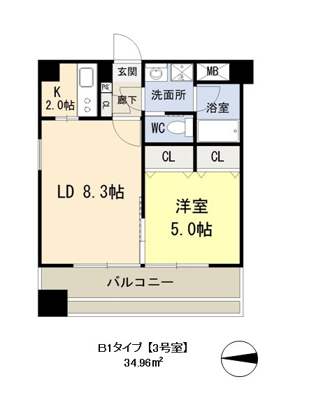 コスモリード谷町六丁目の間取り