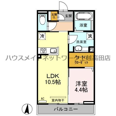 Ｓｋｙ Ｔｅｒｒａｃｅ石橋の間取り|間取図（Ｓｋｙ Ｔｅｒｒａｃｅ石橋 305）1LDK