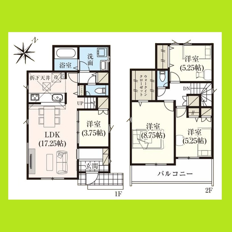 名古屋市天白区平針南２丁目の新築一戸建の間取り|◇１号棟・間取り図◇　
