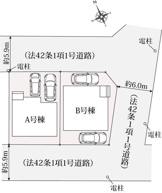 新築戸建て・仲介手数料無料）小牧市小木南３丁目４３４番・A号棟の区画図