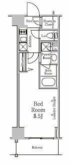 新品家具付きマンション谷中９（ＫａＧｏｏｄ東京）の間取り