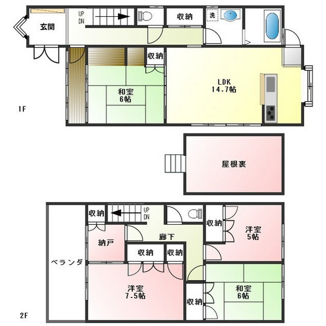 鏡島中2丁目25番14号貸家の間取り