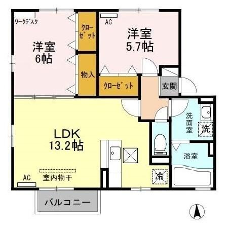 グランルージュ Aの間取り