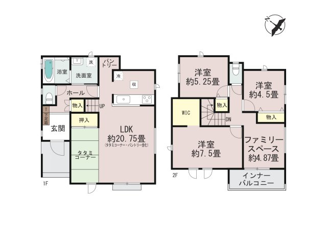 福岡市博多区板付5丁目第1-7棟（G号棟）の間取り|全居室収納付きで便利です。