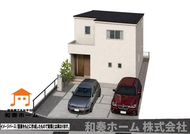 リナージュ ネクスジー 徳島市安宅一丁目01期の外観パース|イメージパース/図面をもとに作成したもので実際とは異なります。