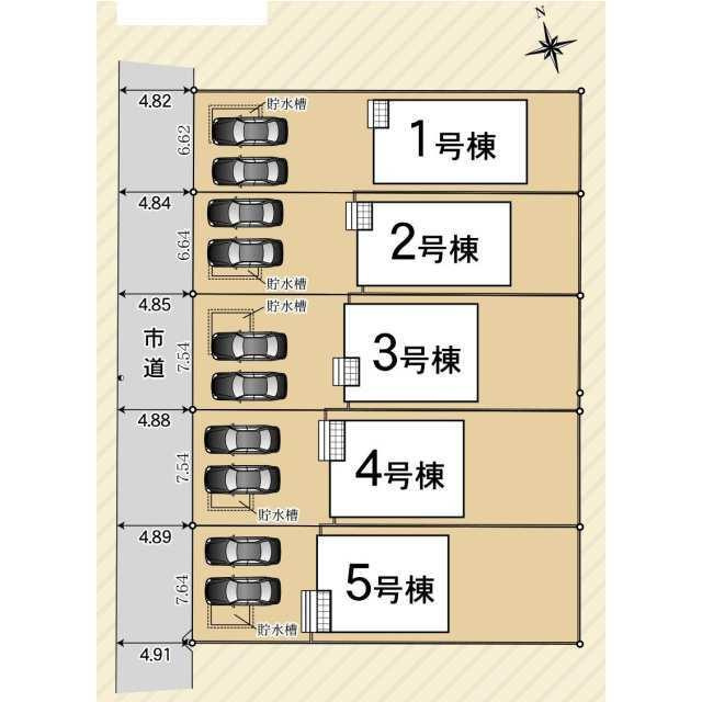 新築戸建て・仲介手数料無料）小牧市多気北町　第１・1号棟の区画図