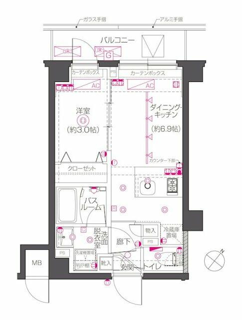 新品家具付きマンション鵜の木７（ＫａＧｏｏｄ東京）の間取り