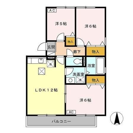 リビングタウン堀之内　Ａの間取り