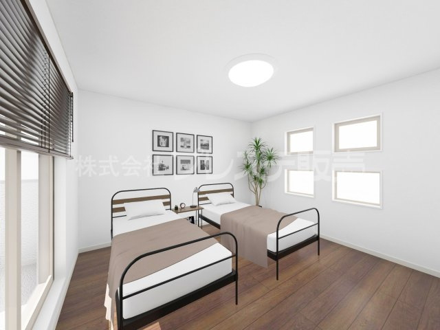 大和郡山市植槻町の新築一戸建 全５区画の洋室|２号地２階洋室（主寝室）完成イメージ／南向きですので、陽あたり良好です♪
