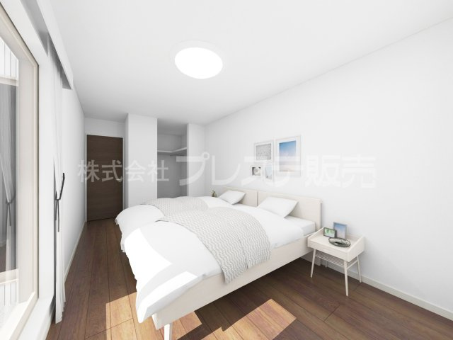 大和郡山市植槻町の新築一戸建 全５区画の洋室|３号地２階洋室（主寝室）完成イメージ／全室南向きですので、陽あたり良好です♪