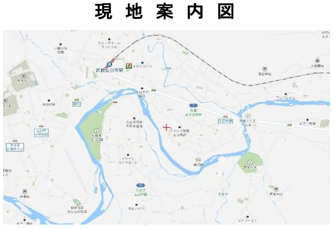 あきる野市舘谷￤高台の広々163坪超！建築条件なしの売土地♪の地図