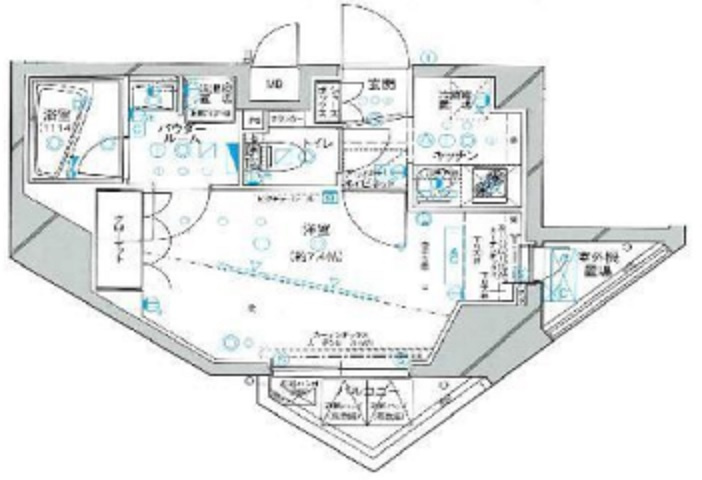 ステージファースト蒲田アジールコートⅡの間取り|間取り　北西角部屋の1K洋室7.4帖バストイレ別独立洗面台