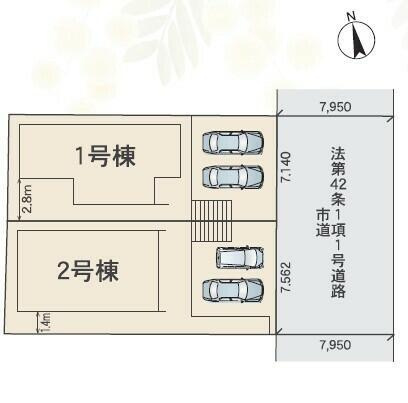 新築戸建て・仲介手数料無料）小牧久保一色　第１期・1号棟の区画図|区画図
