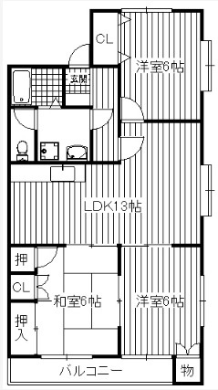 【間取り】 | HAPPINESS 8 | 現況を優先します。反転タイプです。