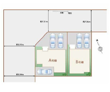 ＋＋沖縄市泡瀬１丁目-B号棟（全2棟）の区画図