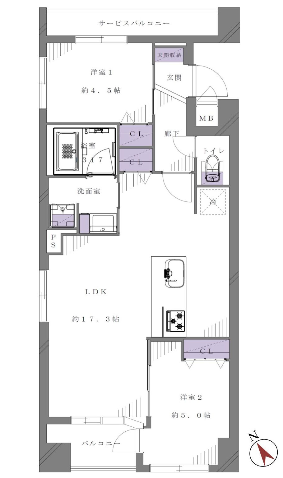 CQレジデンシャル西日暮里ステーションフロントの間取り|南西向き・3方角部屋住戸につきまして日当たり・通風良好。新規リノベーション施工が完了いたしましたのでいつでも内覧が可能です。安心のアフターサービス保証付きですのでご購入後も安心して暮らせます。