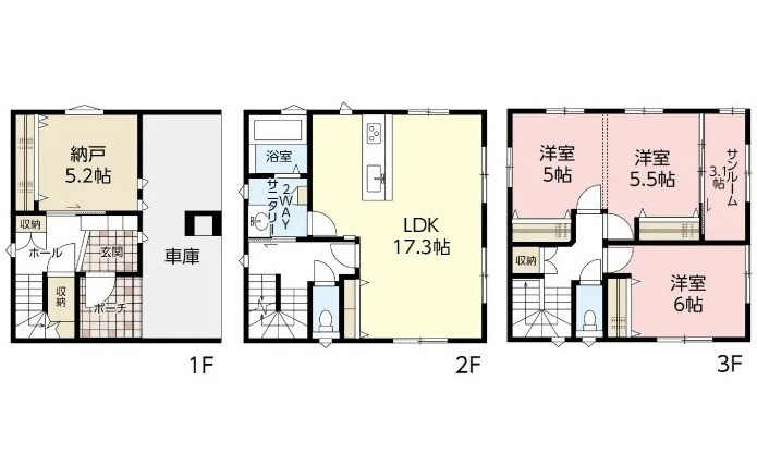 広島市佐伯区楽々園6丁目　新築一戸建ての間取り