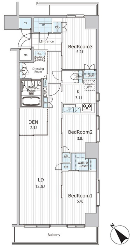 中央区日本橋久松町の賃貸マンションの間取り