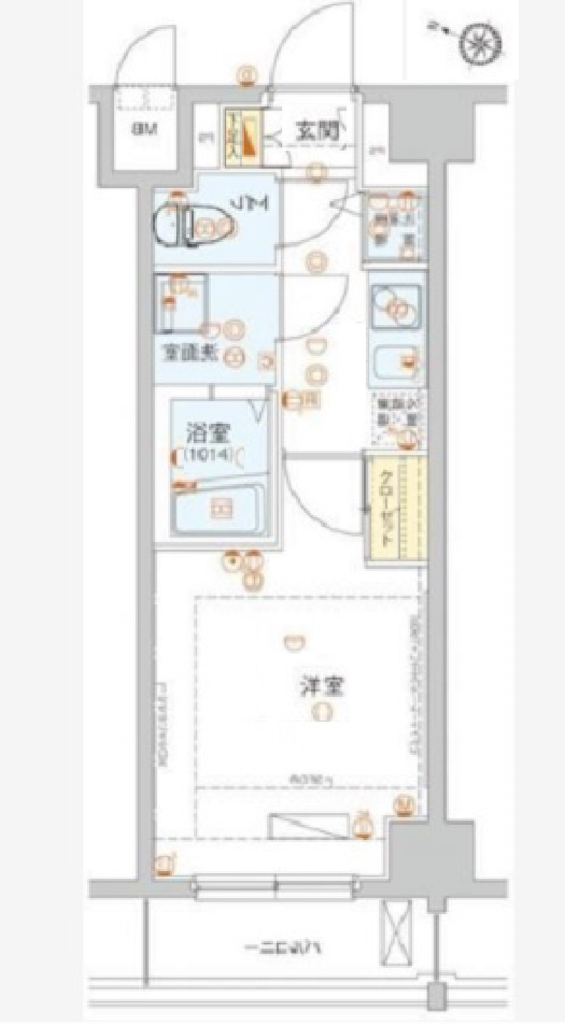 ハーモニーレジデンス池上の間取り|1K洋室6.8帖バストイレ別独立洗面台　