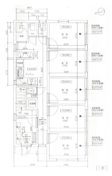 足立区江北７丁目の旅館の間取り