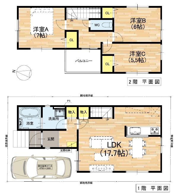 泉佐野市大宮町　第1期　新築一戸建ての間取り