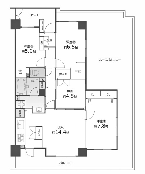 【間取り】 | アーバニス京都山科 | 専有面積85.07㎡