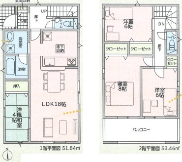 岩出市中黒　第1期　新築一戸建ての間取り
