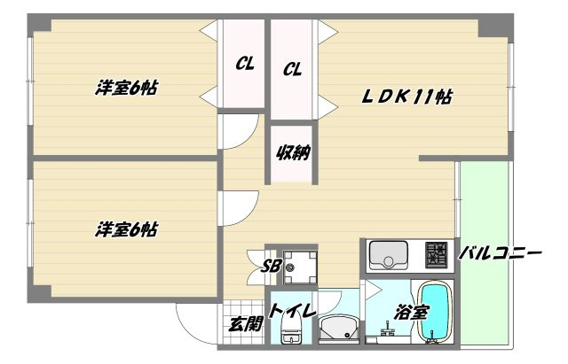 大阪市淀川区木川東４丁目の賃貸マンションの間取り