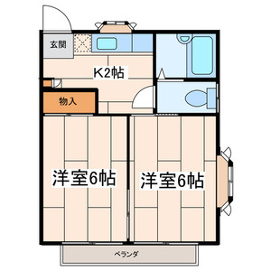 【間取り】 | ハウス丘 | 使い勝手の良い2Kの間取り！