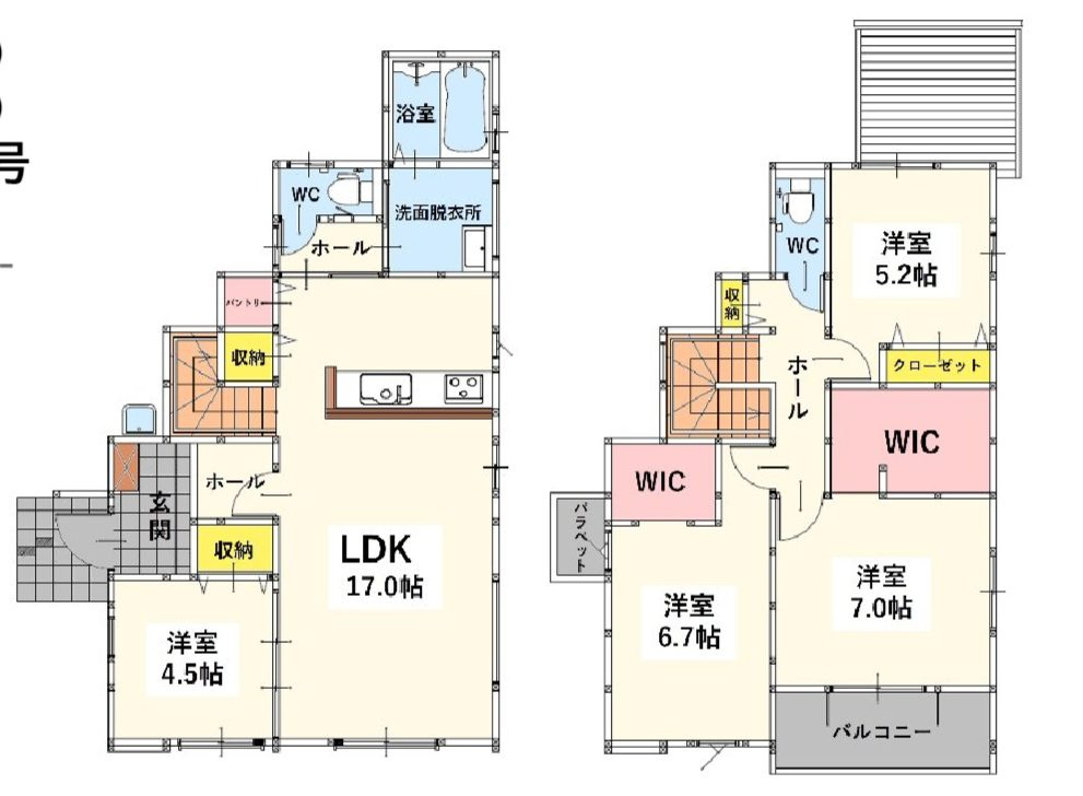 北九州市門司区黄金町の新築一戸建の間取り