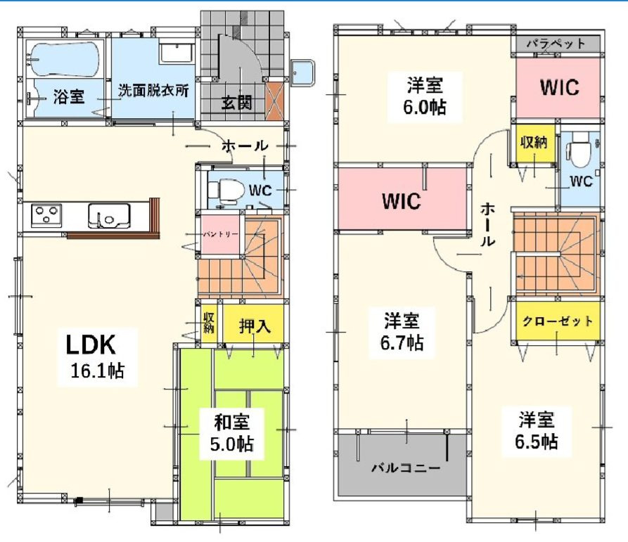北九州市若松区浜町２丁目の新築一戸建の間取り